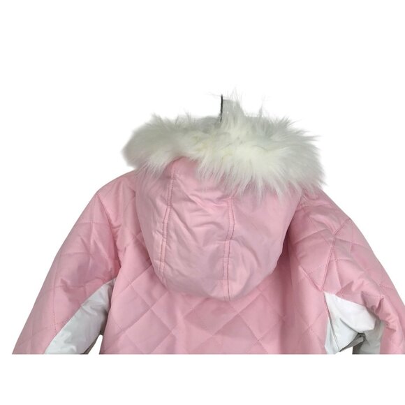 Tipsy Elves Ski Snow Suit Womens Size Large L Powder Pink Faux Fur Retro - Picture 9 of 11